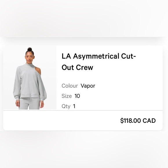 Like NEW! Lululemon OneShoulder LA Sweatshirt - Picture 2 of 5
